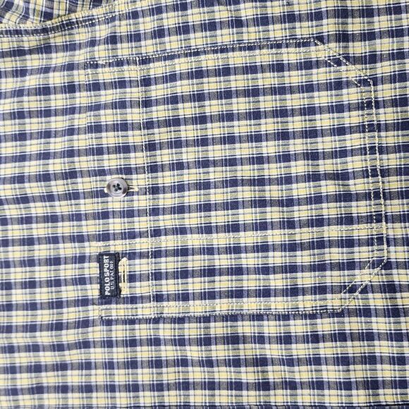 Polo Sports Sportsman Ralph Lauren Men's Yellow Blue Plaid Button Up Size XL - Picture 5 of 13